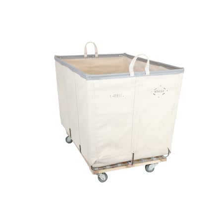 Steele Canvas Basket 14 BU Permanent Truck Natural Canvas w/Grey Vinyl - 3in Casters 9614CNATVGRYW3